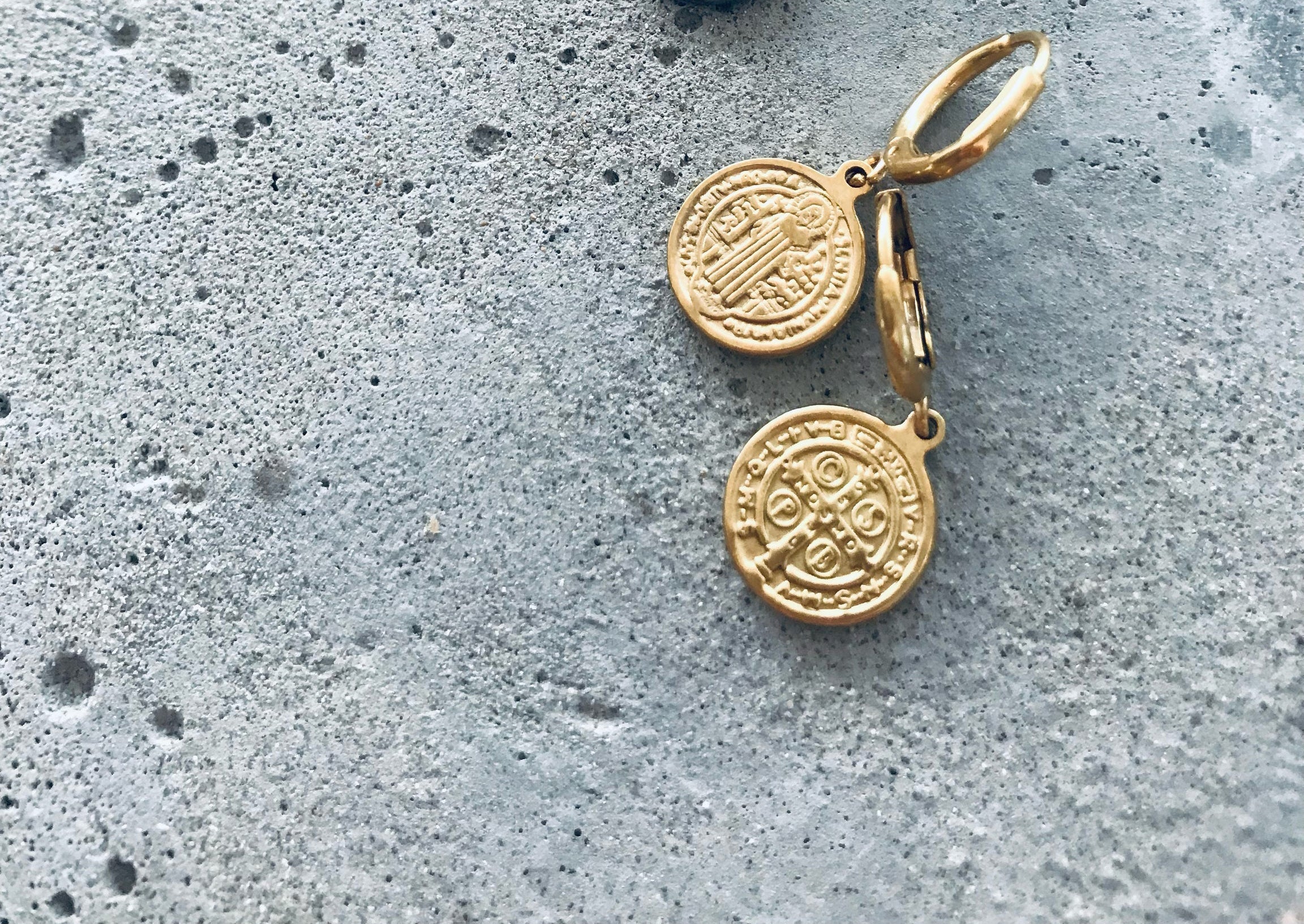 St Christoper Disc Earrings