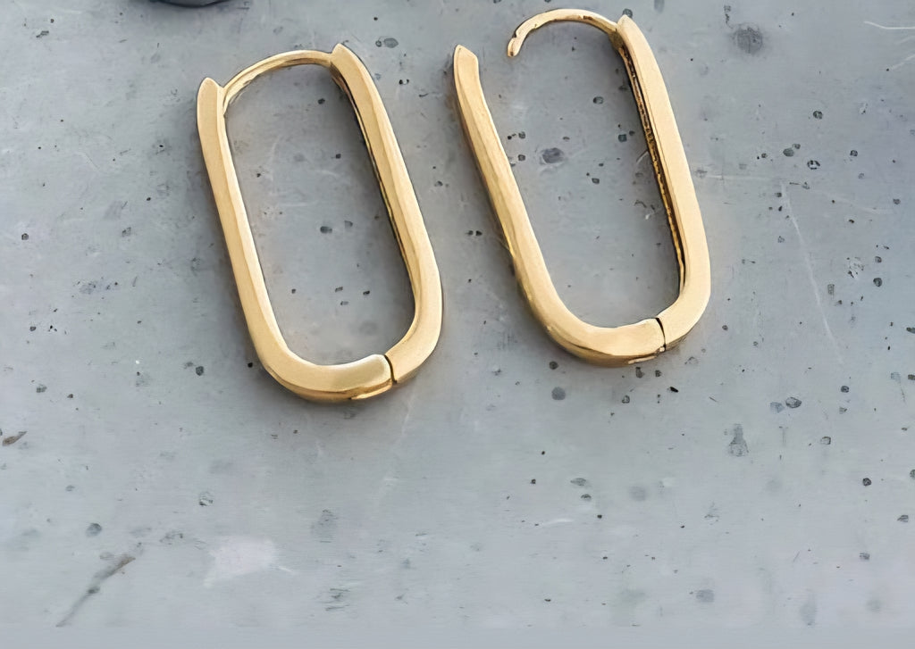 D Hoop Gold Earrings