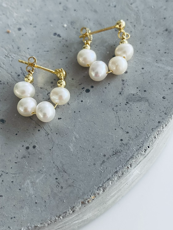 Pearl Dangle Chain Stud Earrings